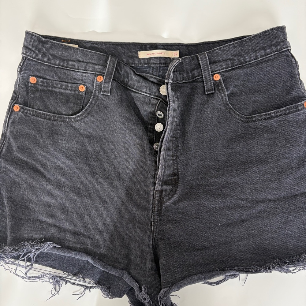 Levi’s Black Denim High-Waisted Shorts